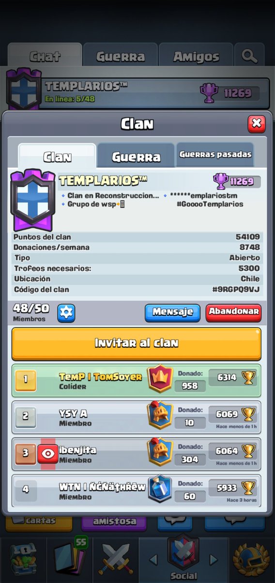 ESTAMOS RETOMANDO 🎊🎉
Clan Templarios
 Busca gente activa en ladder y gente activa para clan wars 
🔹️sigannos en tw🐦:<a href="/templariostm/">TEMPLARIOS™</a>