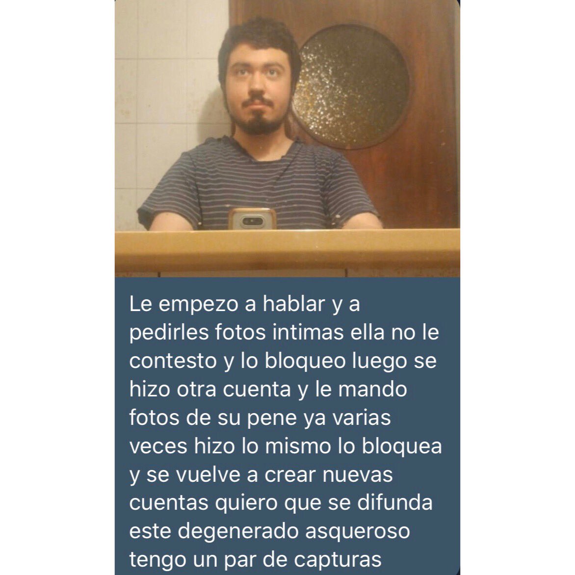 MeTooHidalgo's tweet image. Martín Kron, ACOSADOR⚠️
Utiliza cuentas falsas para hostigar a diferentes mujeres y mandarles fotos de su miembro SIN SU CONSENTIMIENTO.