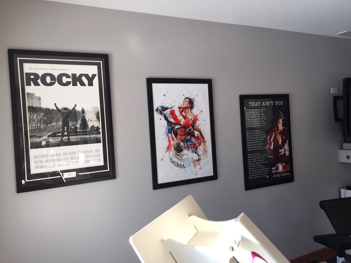 JGrubich's tweet image. New addition to fitness room decor. Not equipment, but motivation. #rockybalboa #takeahit #moveforward
