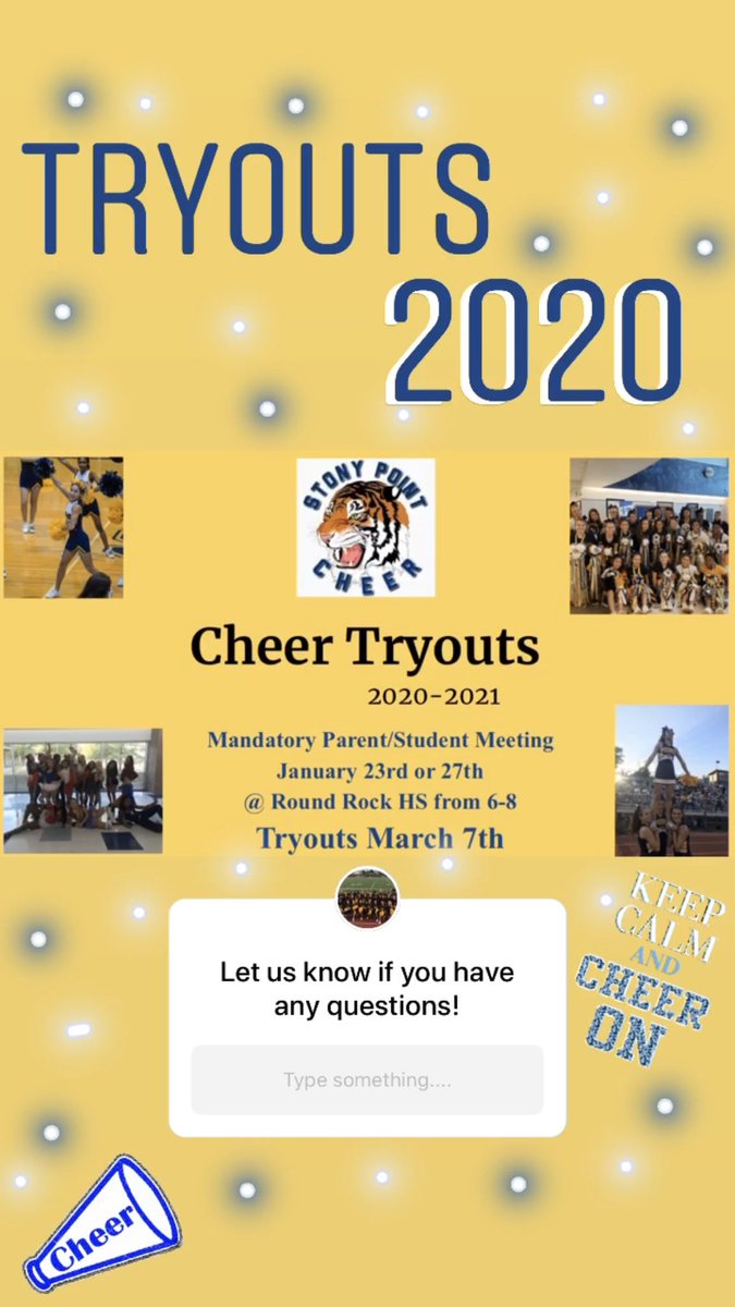 2020 tryouts are coming up! If interested,make sure to come to one out of the two meetings! #tryouts #cheer #tigercheer