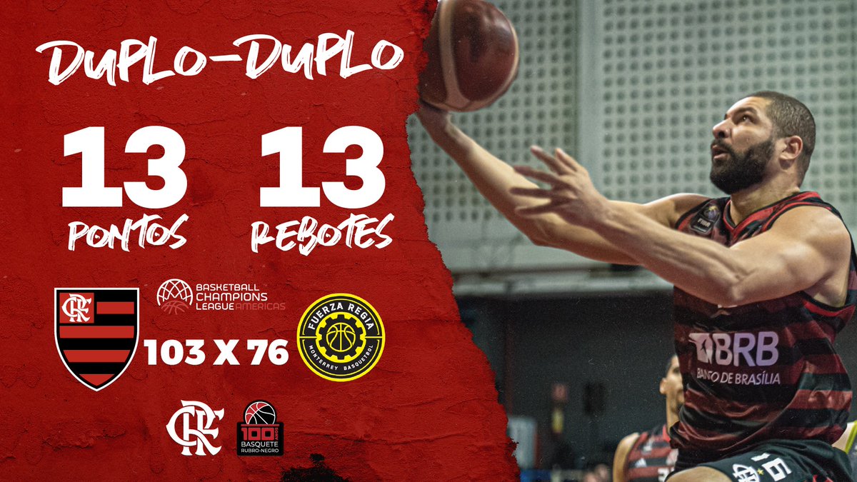 TimeFlamengo's tweet photo. ELE É UM MONSTRO, NÉ? Mais um duplo-duplo na conta do Deus da Raça! #BoraPraSemi #FlaBasquete100 #TimeDeTradição https://t.co/5p8uqfCEQL