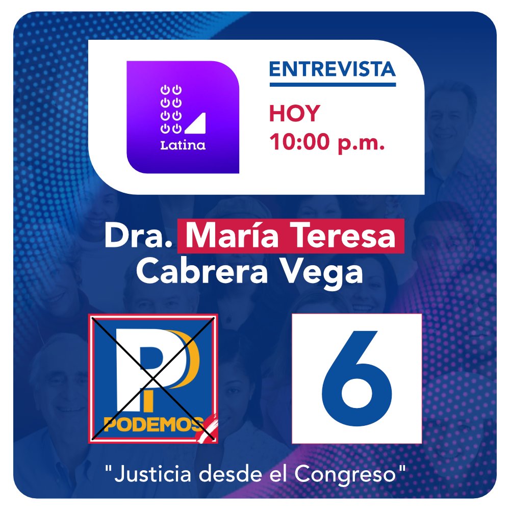 🟥¡FALTA POCO!🟥 No se lo pierdan, hoy a las 10 pm estaremos en el programa de @malditaternura por @latina_pe #JuntosSiPodemos #Congreso2020