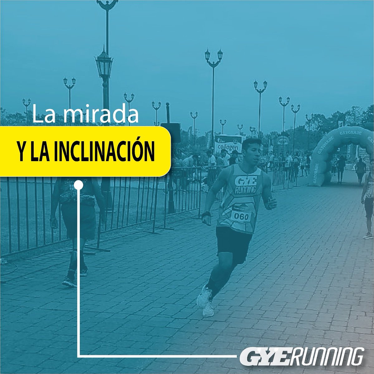 Mantener la vista fija en un objetivo frontal y no hacia los costados puede hacer que la distancia a recorrer se sienta más corta y más fácil. La técnica está relacionada con la inclinación, que siendo desde los tobillos (no desde la cadera) facilita la ayuda de la gravedad.