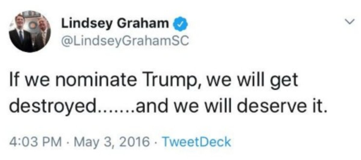 Smart_Apparel's tweet photo. @StephenGlahn @EquallyBalance @realDonaldTrump @LindseyGrahamSC Is it time to remind &amp; congratulate @LindseyGrahamSC on his prediction that turned out to be 100% accurate?

Let's give him some much-deserved credit &amp; make this go viral!
#GiveGrahamCredit #RemoveTrump #GOPdestroyed #GOPdeservesIt #VoteBlue2020 https://t.co/HKq20fIRas