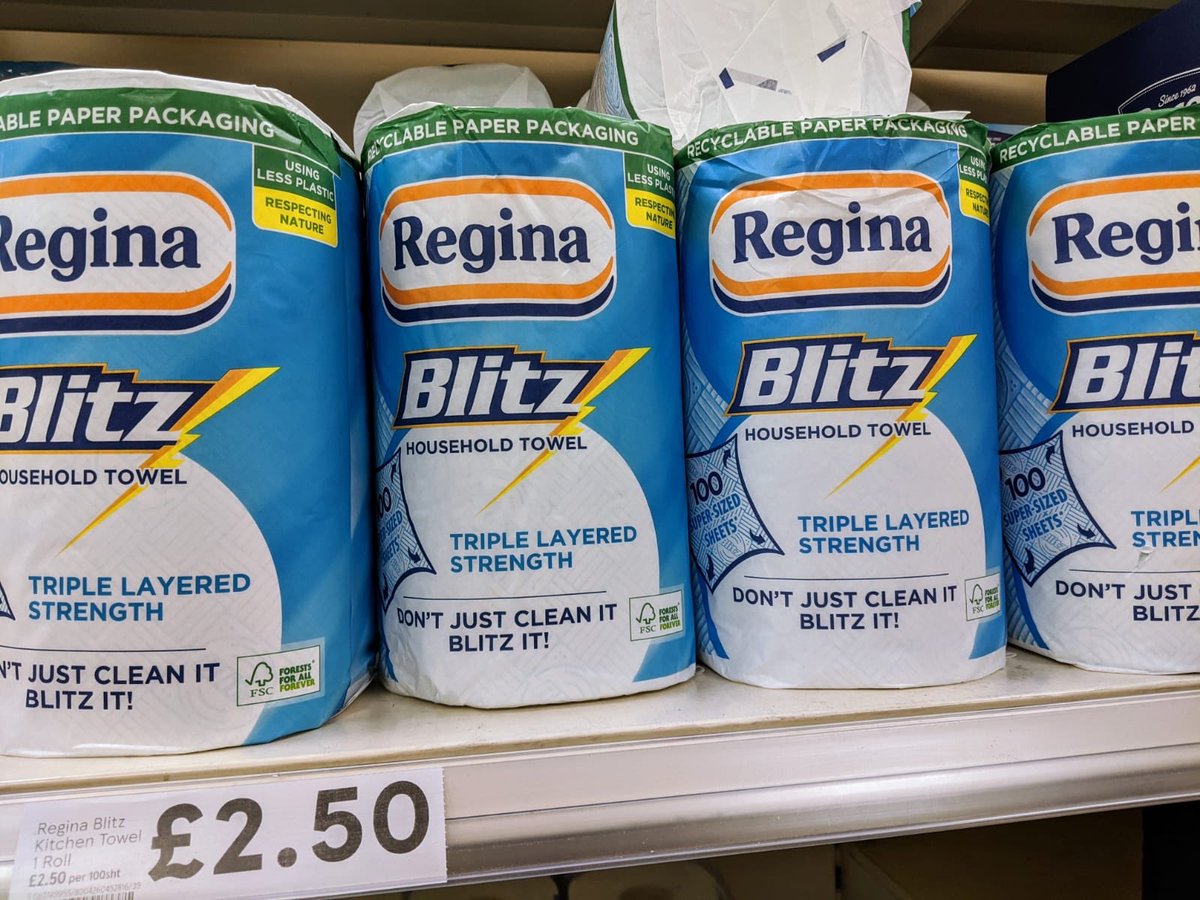 aplastic_planet's tweet image. It’s satisfying to report on high volume low cost brands going #plasticfree, but even better to be in @Tesco and see them on the shelf. Kitchen roll in paper, back how it used to be, from #Regina.

Now @KCCorp &amp;amp; @Bounty - why are you still polluting with unrecycled flexibles? 🤬