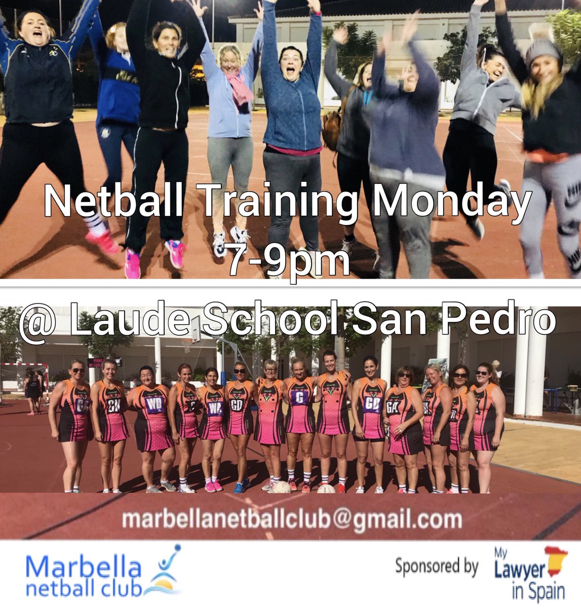 NetballMarbella's tweet photo. Start the week well...play some netball!!! Everyone welcome, first session free, join us for training Monday 20th #netball #netballtraining
#mondaymotivation #netballers #netballontherise #netballfriends #netballteam #netballtraining https://t.co/LuNG5gy8iC