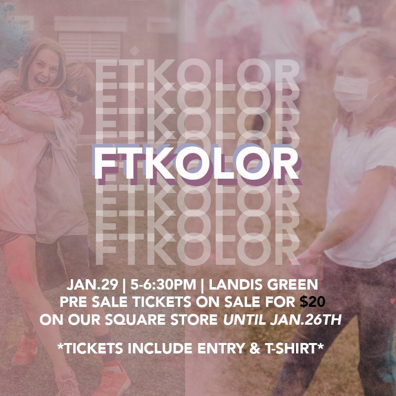 Grab your FTKolor ticket and join us January 29th at 5 PM. Your $20 ticket includes your entry fee, as well as a t-shirt for the event. Use the link in our bio to buy yours before January 27th!