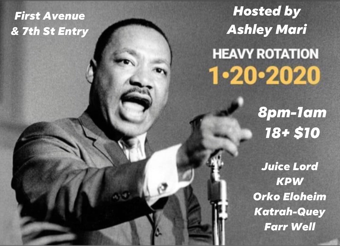 AZ_Tek's tweet photo. Performing at @FirstAvenue tomorrow night with other Heads from the culture. #TcHipHop #MLKDay
@PoetryIsReality @OrkoEloheim @KPWHipHop @freekqueensee @kqBEATS @ezibeats https://t.co/YGf9Zp6YJx