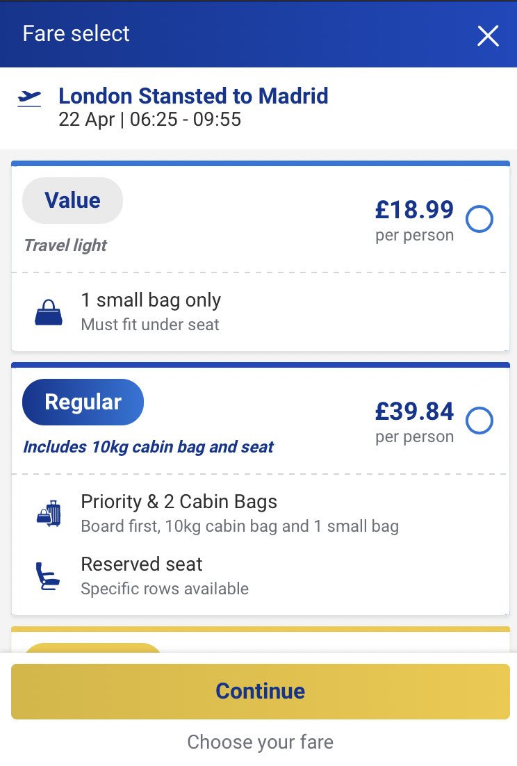 martaprm's tweet photo. I wanted to buy a return flight with @Ryanair and this was my surprise. 
I checked the flight twice the first time was £20 pp/per flight, then increased to 39.84
Priority price almost £40 pp and per flight. When the website says max £14. 
Anybody from the company could explain? https://t.co/SzjkSm1wVN