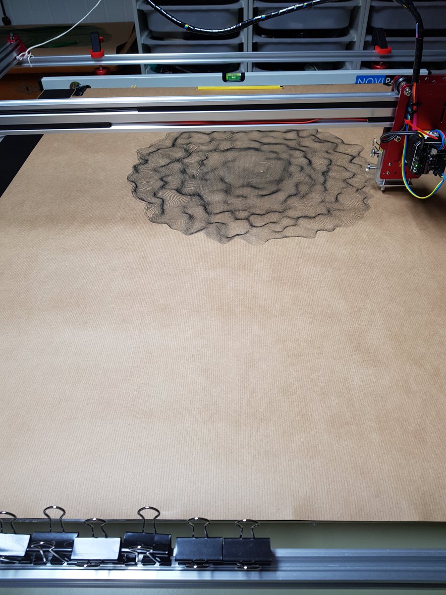 3Dgec's tweet photo. @revdancatt Your spirals are printing here too while simultaneously trying to optimize my pen support.. Should probably try those A5 instead. Thanks for sharing your code! https://t.co/LLAPgHpPbc