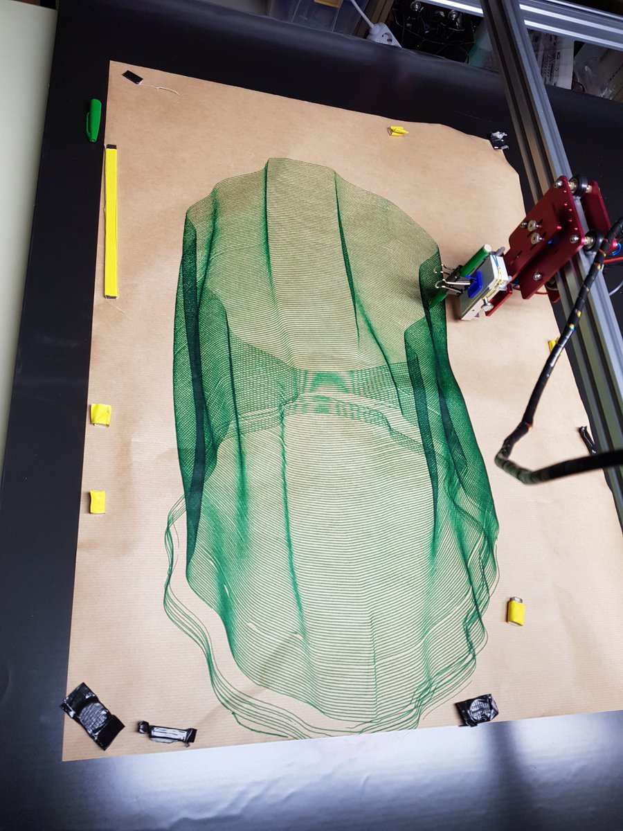 3Dgec's tweet photo. @revdancatt Your spirals are printing here too while simultaneously trying to optimize my pen support.. Should probably try those A5 instead. Thanks for sharing your code! https://t.co/LLAPgHpPbc