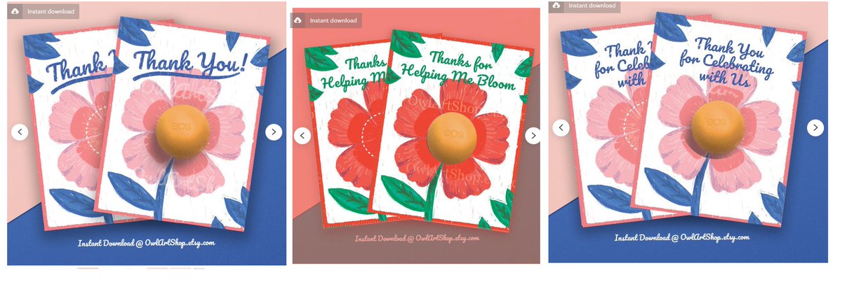 Thank you - so many options to an original thank you card using these designs :)  and EOS lip balm etsy.me/2R9SWCT via @Etsy #printable #card #Thankful #DIY #giftidea #etsy #integritytt #EtsyTeamUNITY @EtsySpecialT @DNRRTz @FlyRts @SympathyRTs