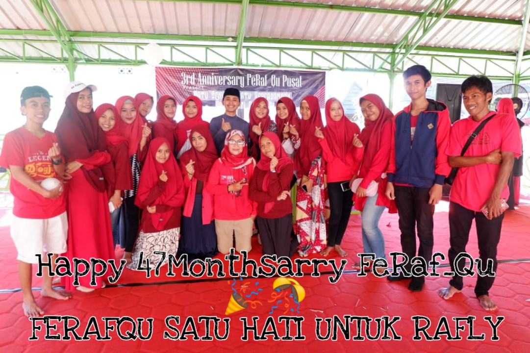 Happy 47monthsarry FeRaf_Qu dimana pun berada . . .
Tetap kompak ya 
Tetap sayang sama rafly 
Tetap support rafly
Tetap solid
Gk kerasa bulan depan udah 4 tahun loh kt sama sama 
Semoga selalu seperti ini yahh 
Stay with  
FERAFQU 1 HATI UNTUK RAFLY