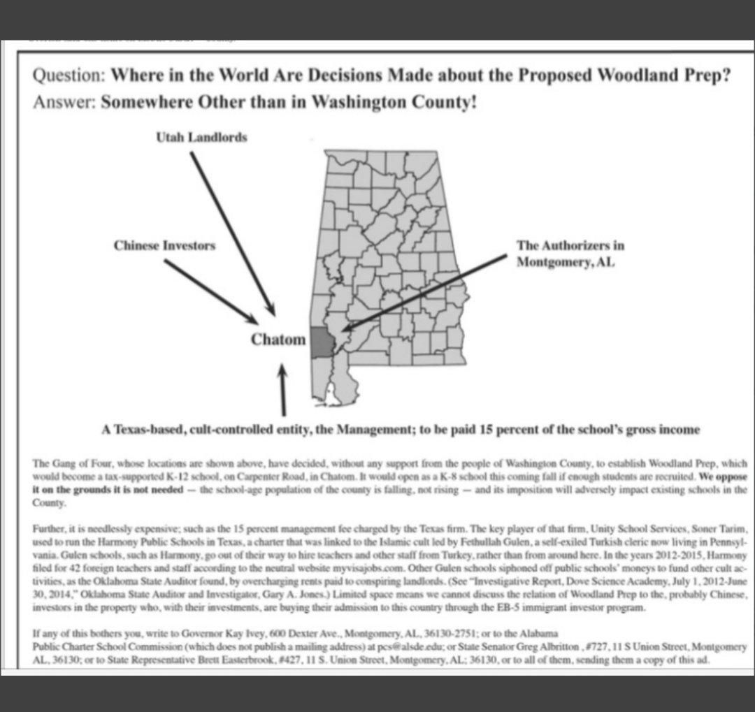 Citizens4E's tweet photo. @Network4pubEd @DianeRavitch Landmark trial in Alabama vs.(Soner Tarim) Woodland Preparatory begins Tuesday January 21, 2020. #CommunityStandsTogether #NoGulenInBama https://t.co/mwZD5qtwsN