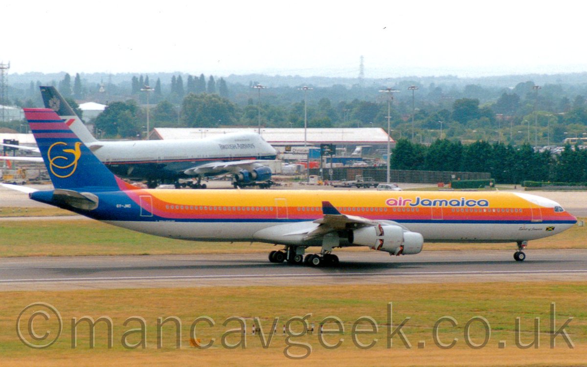 mancavgeek's tweet photo. Bonus Photo of the Day 2020-01-19.
6Y-JMC, Airbus A340-312, Air Jamaica, landing at London Heathrow, some time after May 1999.
#avgeek #planespotting #potd #londonheathrow #lhr #egll #queensbuilding #glasshouse #airbus #a340 #airJamaica https://t.co/Iz30j2pnww