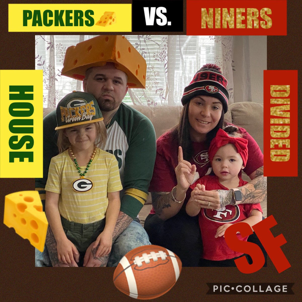 jyates_mr27's tweet photo. When your wife is a niner fan and Im a green bay fan. A divided house today. Go packers lol https://t.co/YqYYScWFzs