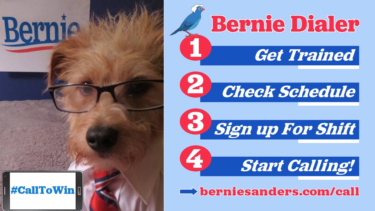 MaLaCoiD's tweet photo. Woof!
When you're #phonebanking, nobody knows you're a dog!
#NotMeUs is sailing past our 5 million #CallToWin goal today!
#Bernie2020 will be saying #HelloSomebody until 8:30p PT ☎️
Tomorrow #phonebank opens at 9a
Sign up or jump in now:
https://t.co/WDANEHvhlh
#Dogs4Bernie https://t.co/xwmOGifp8R