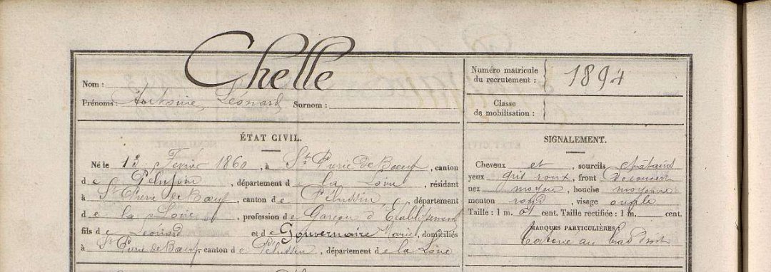 LDGenealogie's tweet photo. Je n'avais pas fais attention à ce détail, au moment où Antoine Léonard #CHELLE se fait recencer il est Garçon d'établissement et Antoinette #PRUNOT domestique à Givors, je suppose donc que c'est là bas qu'ils se sont rencontrés ... De plus, mon aïeul était tatoué en mode bad boy https://t.co/T4NydSY6hX