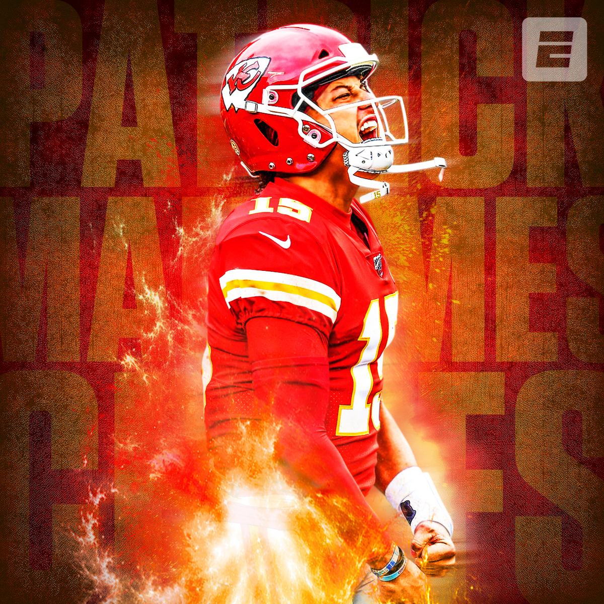 SportsCenter's tweet photo. Patrick Mahomes and the Chiefs punch their ticket to Super Bowl LIV 🔥 https://t.co/AZtvBMXYvo