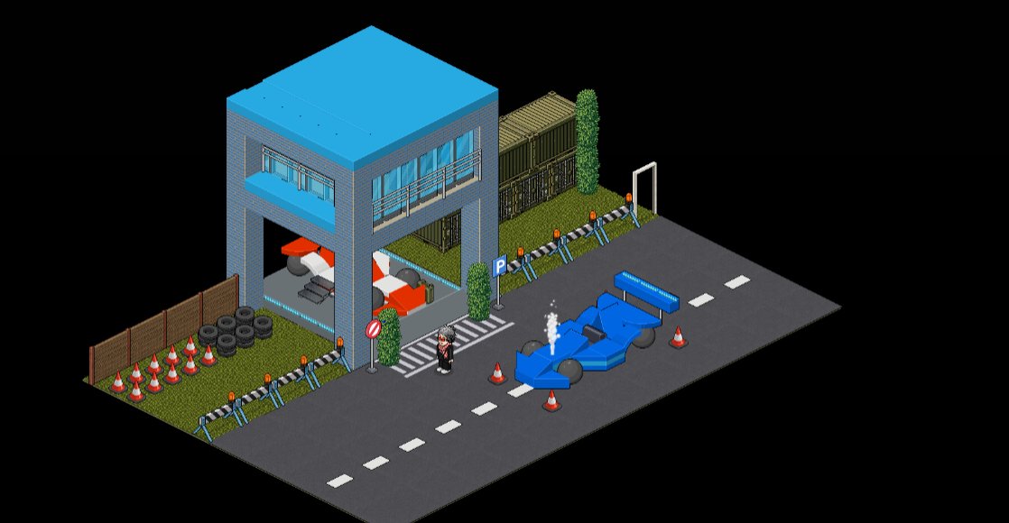 Mais uma construção no <a href="/HabboPTBR/">Habbo PT/BR</a> , 2 Carros da Formula 1, vrummmmmmmm vrummmmmm🤣🤣