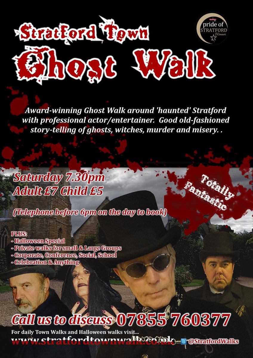 StratfordWalks's tweet photo. #England is full of ghosts &amp; ghouls &amp; #StratforduponAvon has its share.
Join the #GhostWalk to unearth the characters and discover the dastardly deeds of times gone by - if you dare.
Saturdays 7.30pm - booking essential. https://t.co/MoY2uH1AN6