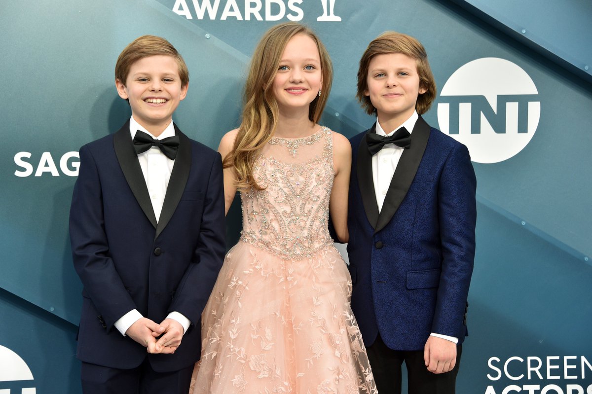 sagaftra's tweet photo. Nicholas Crovetti, Ivy George and Cameron Corvetti of @Big_Little_Lies. #SAGawards https://t.co/XlHJVo6gVF