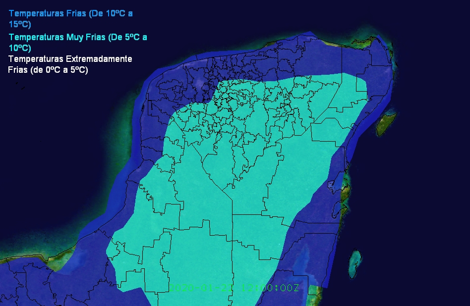 ClimaYucatan's tweet photo. ⚠️❄️Información importante

La masa e aire polar continental que llegará a la península esta semana que inicia, podría hacer disminuir las temperaturas a mínimos de entre 5°C y 10°C.

-Abríguense bien por las noches y al amanecer en caso de tener actividades al aire libre. https://t.co/qogTNcsIVh