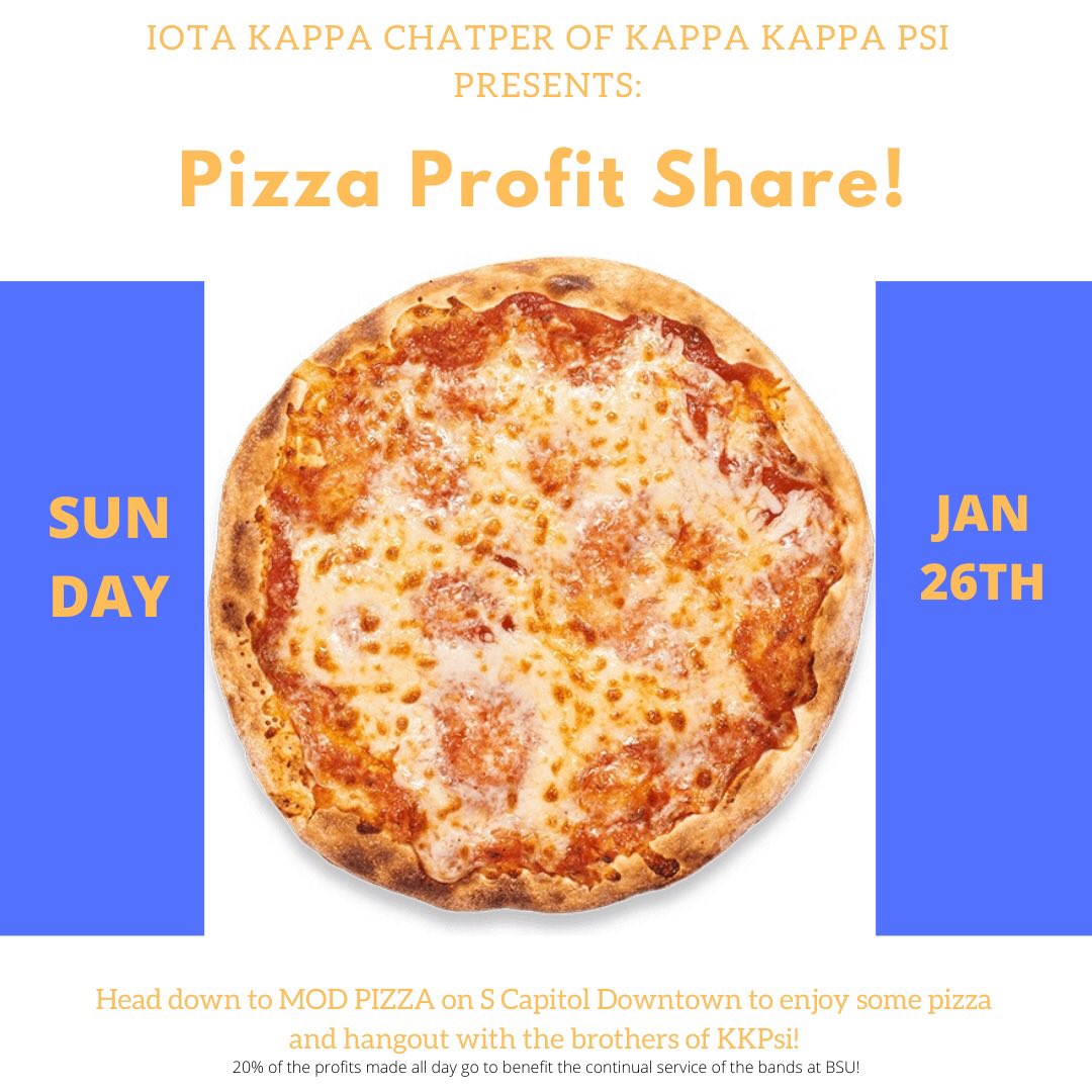 Join us next Sunday at Mod Pizza to benefit the betterment of service to our University Bands!