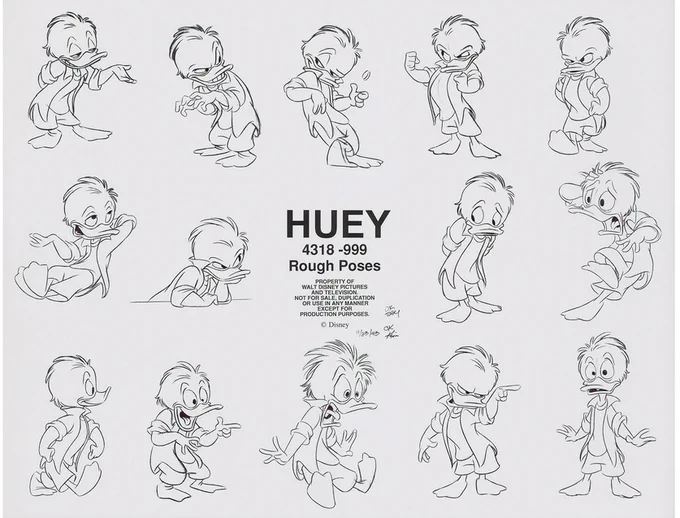 Here's some model sheets of Heuy, Dewey and Louie done by Toby Shelton for the Disney Afternoon show, "Quack Pack". 
I'm not a fan of the show itself, but I love how expressive these poses are. 