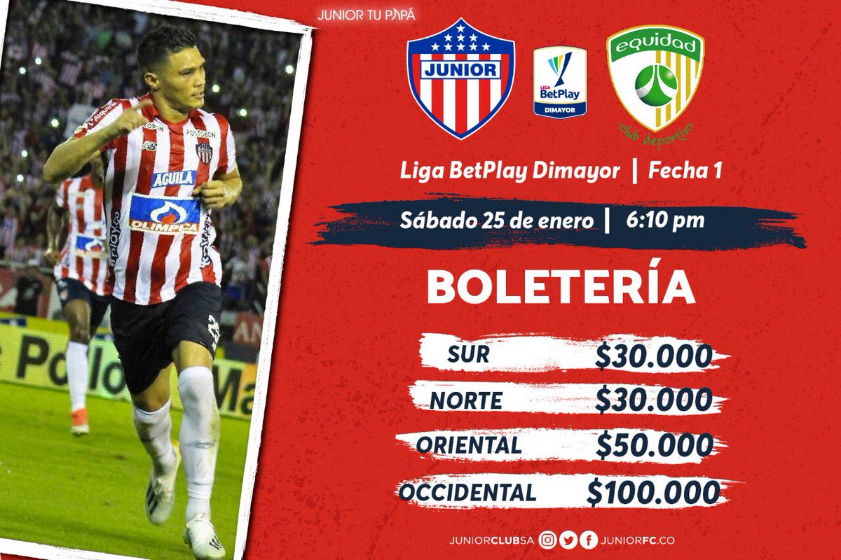 🏟| #LigaBetPlayDimayor🏆| ¡BOLETERÍA PARA EL DEBUT! Desde este miércoles estará disponible la boletería para ver a nuestro equipo en el inicio oficial del 2020. ¡Todos juntos al Metro! 

#VamosJunior🔴⚪🔵