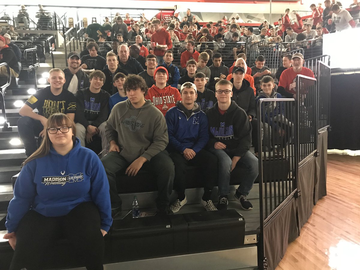 MadisonWrestler's tweet image. Results from Licking Heights: Jamie Harrison, Sample, &amp;amp; Knight 6th place. Blough and Metz 5th place. Davidson and Derrick Zirkle 4th place. Zirkle, Plummer, &amp;amp; McKeon are 2nd place.

Team finished 5th.
Good job guys! ⚡️🤼‍♂️⚡️

On the way home we caught a Ohio State match! 🤼‍♂️🌰🤼‍♂️