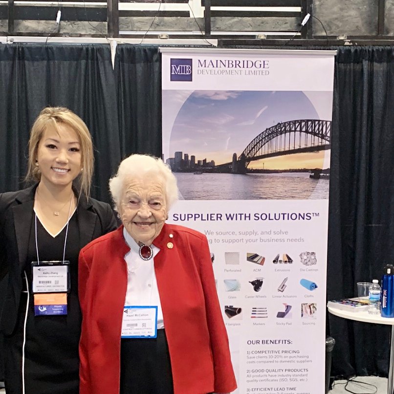 MainbridgeTrade's tweet photo. Enjoyed the Buildings Show in Toronto. Love seeing what all the companies in the industry are doing - lots of new products! Here's me and Hazel McCallion (previous mayor of Mississauga). 

https://t.co/kSANmfeNwB https://t.co/tcUgeJCQl4