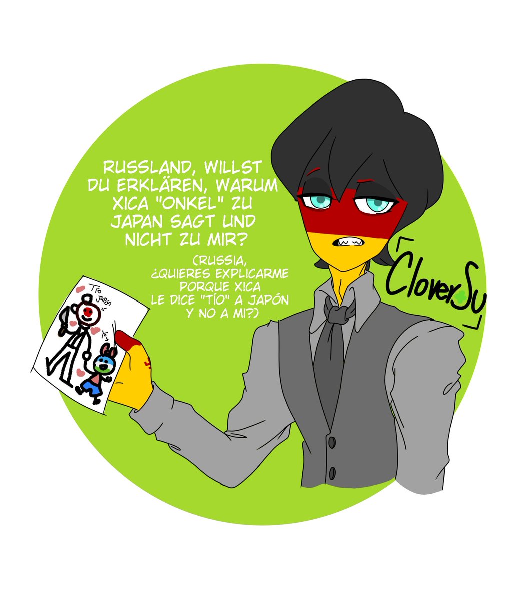 CloverSu3's tweet photo. Pus parece que al hermano de Rusia no le gustó que su hija (y de México) le llame tío a Japón 9u9...
Parece que habrá problemillas entre ellos 
#CountryHumans #country_humans #countryhumansalemania #countryhuman https://t.co/FWoR8jpMuS