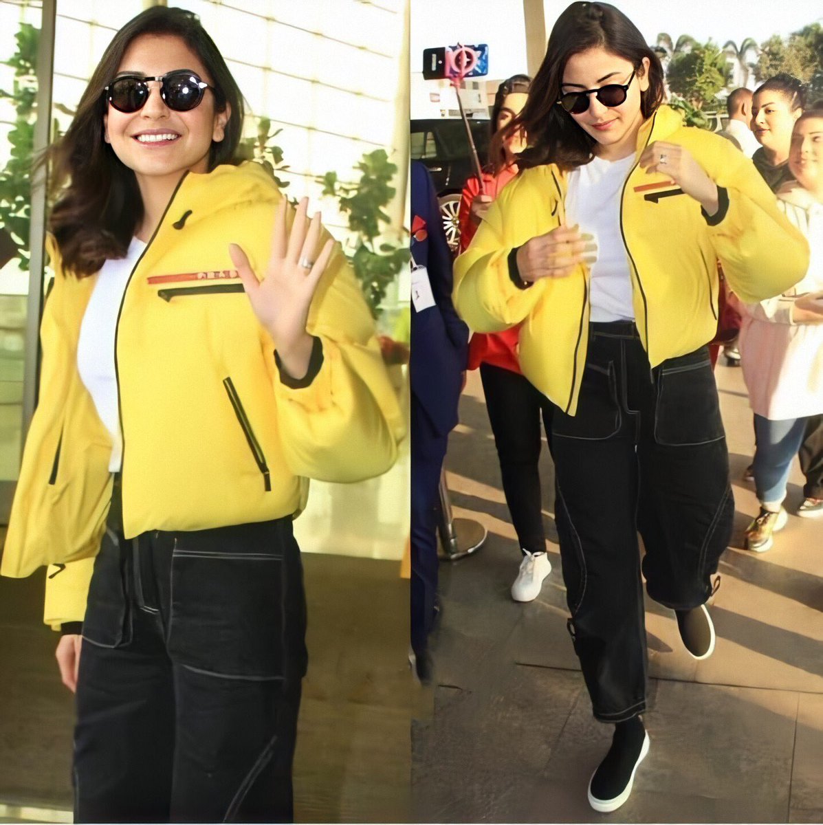 Anushka Sharma and airport looks are one of the best duo to ever exists. Also, she looks so cute here. Look at her flexing again with that bare face, beautiful skin.. how does this woman always manage to look pretty all the damn time is beyond me. Literally stunner!