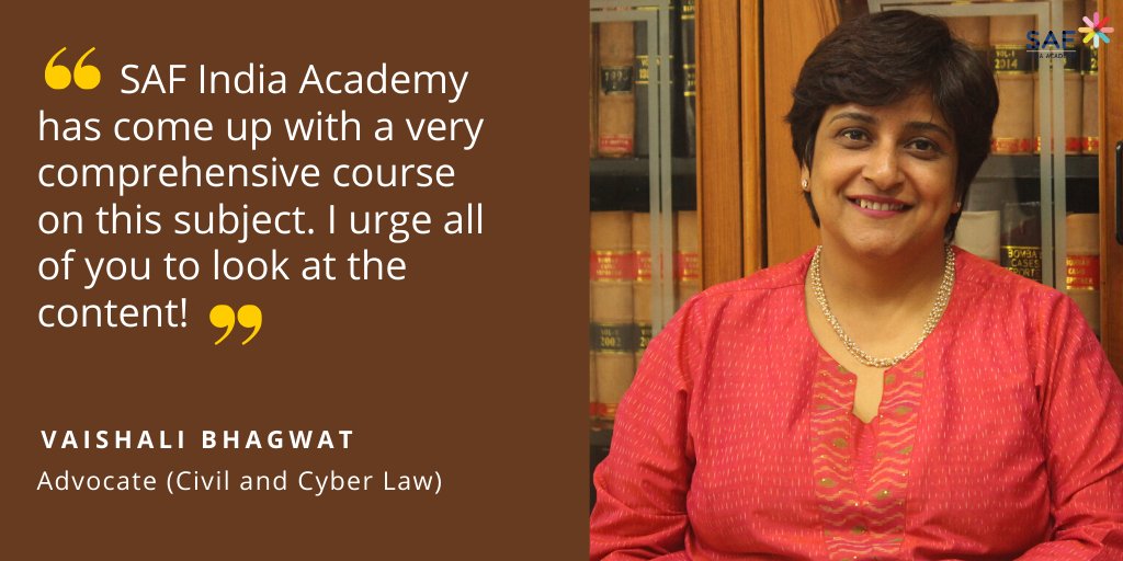 SAFIndiaAcademy's tweet photo. A sneak peeks at renowned Advocate @VaBhagwat's testimonial for #SAFIndia_Academy's online course on POSH Act, 2013 certified by Maharashtra State Commission for Women. Find out more from https://t.co/xho5FAy6RE
 #MSCW #POSH #law #sexualharassment #zerotolerance #SAFIndia https://t.co/TiyZPHZHJ8