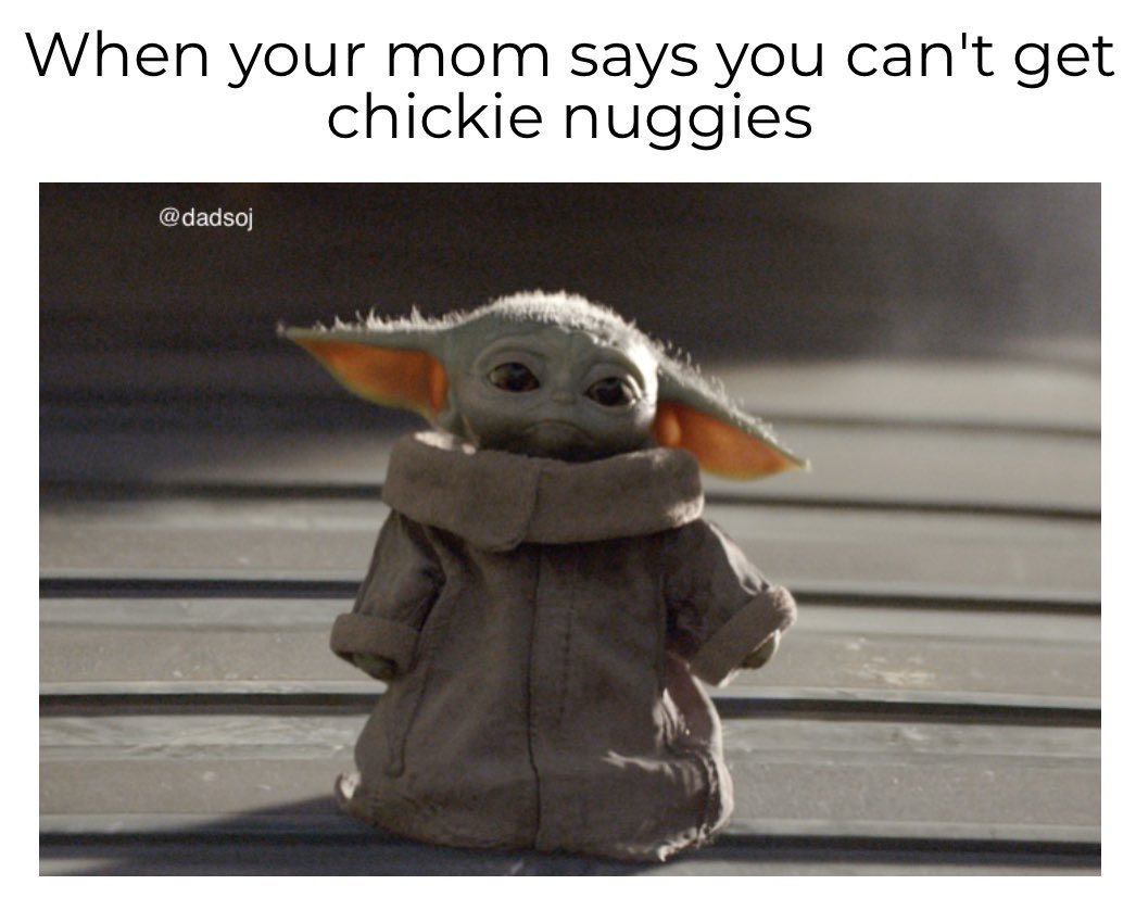 DadsOj's tweet photo. But I need them!
Follow : @dadsoj 
.
.
.
.
#babyyoda #babyyodamemes #yoda #yodamemes #starwars #starwarsmeme #memes #memesdaily #disneymemes #ifunny #dankmemesdaily #chickennuggets #mcdonalds #foodmemes #mcdonaldsmemes https://t.co/isHqV849mX
