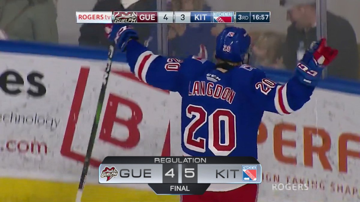 OHLHockey's tweet photo. FINAL: @Storm_City (4) at @OHLRangers (5)

2020 #NHLDraft prospect @IsaacLangdon20 scores twice and adds an assist in Rangers comeback win, vaulting them into 1st Place in the Western Conference

🎥🗒: https://t.co/JddgNWAnVv https://t.co/Oh1arYAbFV