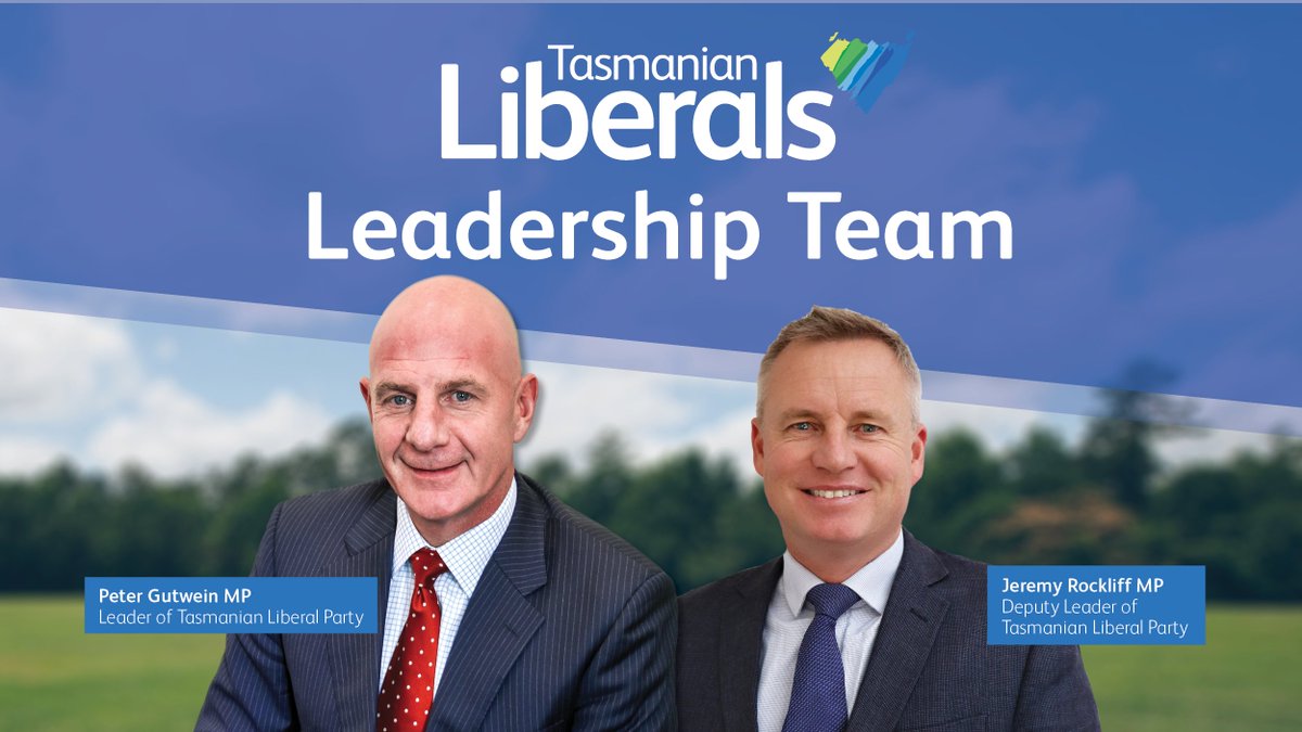 Congratulations to new Liberal Leader <a href="/PeterGutwein/">Peter Gutwein</a> and <a href="/jeremyrockliff/">Jeremy Rockliff</a> #politas