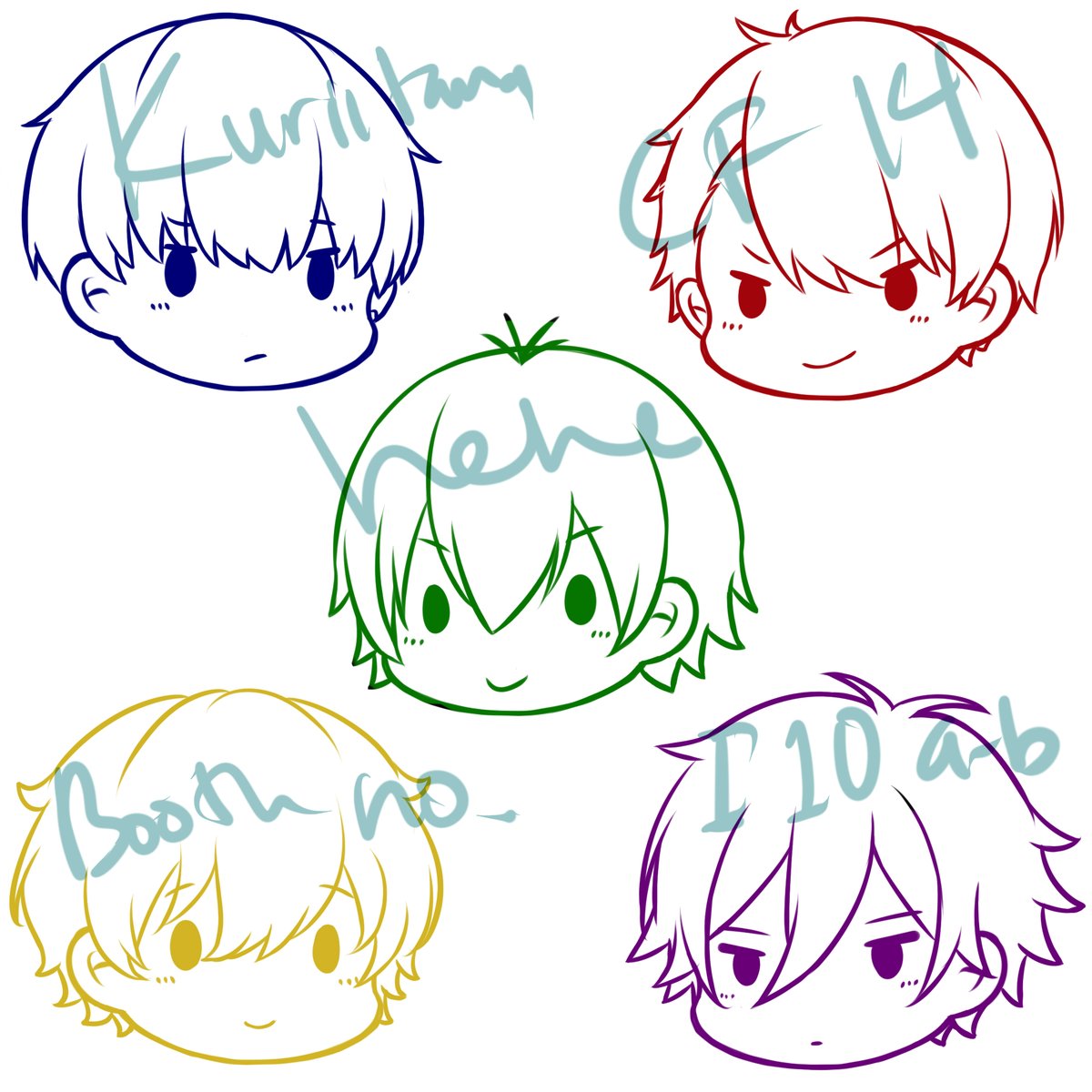 Kuriitama's tweet photo. (WIP) Planned to make these into wooden clips--will be sold at #CF14 #CFXIV but PO limited only. For Indonesian, you can PM me to book. The price is 50k per set for team Otori and Hiragi, and 40k per set for storytellers guys. AqA/
Shiki's kao kai and Ancient coming soon(?) https://t.co/S7ox9n1qJX