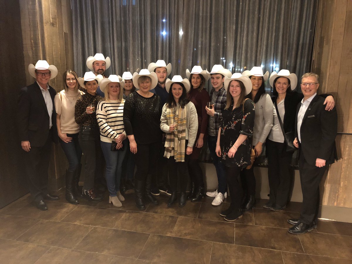 MeetingsCalgary's tweet photo. We love kicking off fam trips in Calgary with a White Hat Ceremony! Tonight we welcomed #eventprofs from the UK to our city, making them all honourary Calgarians before exploring the city tomorrow. #MeetCalgary https://t.co/t8UvuLzPao