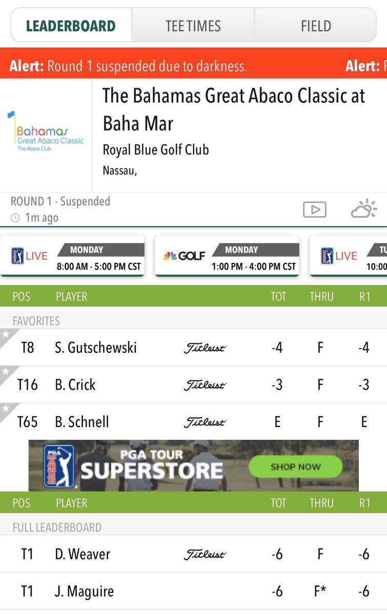 Our trio of <a href="/KornFerryTour/">Korn Ferry Tour</a> players kicked off their 2020 season last week. <a href="/S_Gutschewski/">Scott Gutschewski</a> made the cut &amp; finished T29. Back at it this week Gootch (-4), <a href="/bcrick22/">Brandon Crick</a> (-3) &amp; <a href="/brady_schnell/">brady Schnell</a> (E). Let’s go! #nebgolf