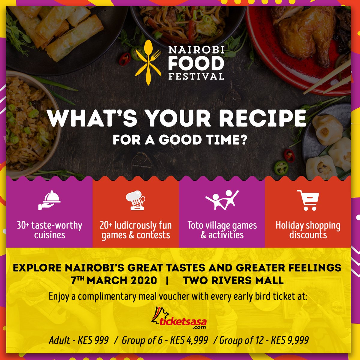 NairobiFoodFest's tweet photo. March is coming fast, and promising good times. What ingredients are missing in your recipe for unforgettable moments?
🥘Good food
🎼Good entertainment
💑Good company 
...?
 #NairobiFoodFestival https://t.co/tyqQ0AOnHr