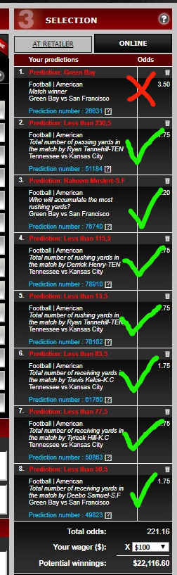 SportInfoNet's tweet photo. TFW your holmie is a #nfl props guru (@SiNLiam ) but you're not happy with a $7k payout and drop your own stupid #GreenBayPackers moneyline to pump up the payout.🤦‍♂️

#ConferenceChampionships #GamblingTwitter #SportsGambling #noonecares #hungry #wherethebloodyhellareyou #lobster ? https://t.co/MtxMmDBNAK