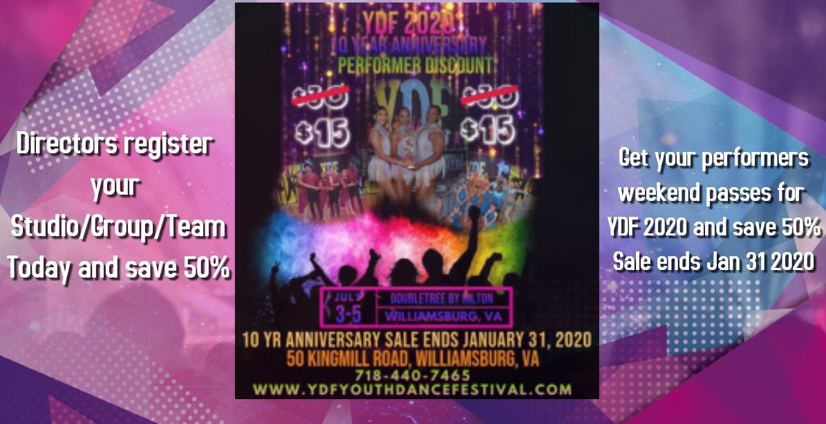 Directors get your performer's weekend pass for YDF 2020 and save 50% Sale ends Jan 31 2020