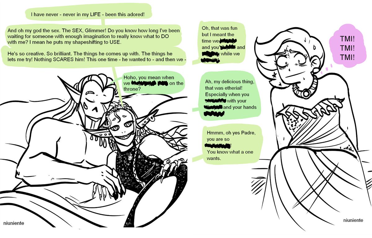 niuniente's tweet photo. My outtake to Crusiferous_Jex's famous fic The Attendant. I've wanted to draw something from the fic &amp; then DoublePrime happened...! Read The Attendant: https://t.co/z5LSAMB7kD
#hordeprime #doubleprime #doubletrouble #niudraws #spop #shera #fanfic https://t.co/rRJ2GLe5Gw
