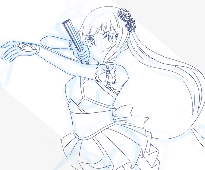 花咲夜紬描いてるんだけど、SAKOさん紬のドヤ顔描かせたら今日本一、いや世界一なんじゃない( ˘ω˘ )? 