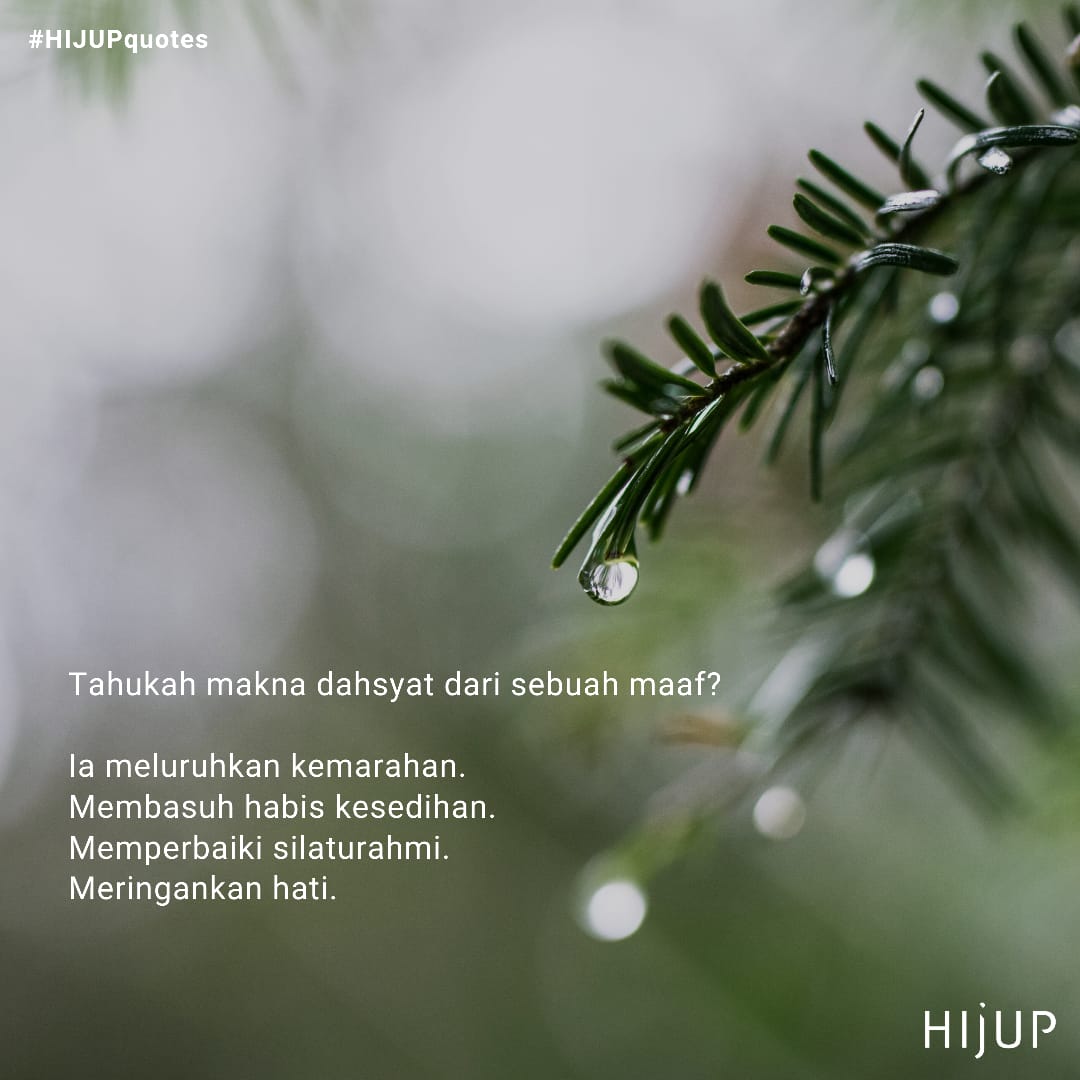 Kamu juga perlu memaafkan dirimu yang telah mendukung dan membantumu seumur hidupmu. Bukan sebagai pembenaran, tapi kamu bukanlah kesalahan yang kamu lakukan, karena dirimu juga berhak bahagia.
Semangat selalu untukmu💕
#HIJUPquotes