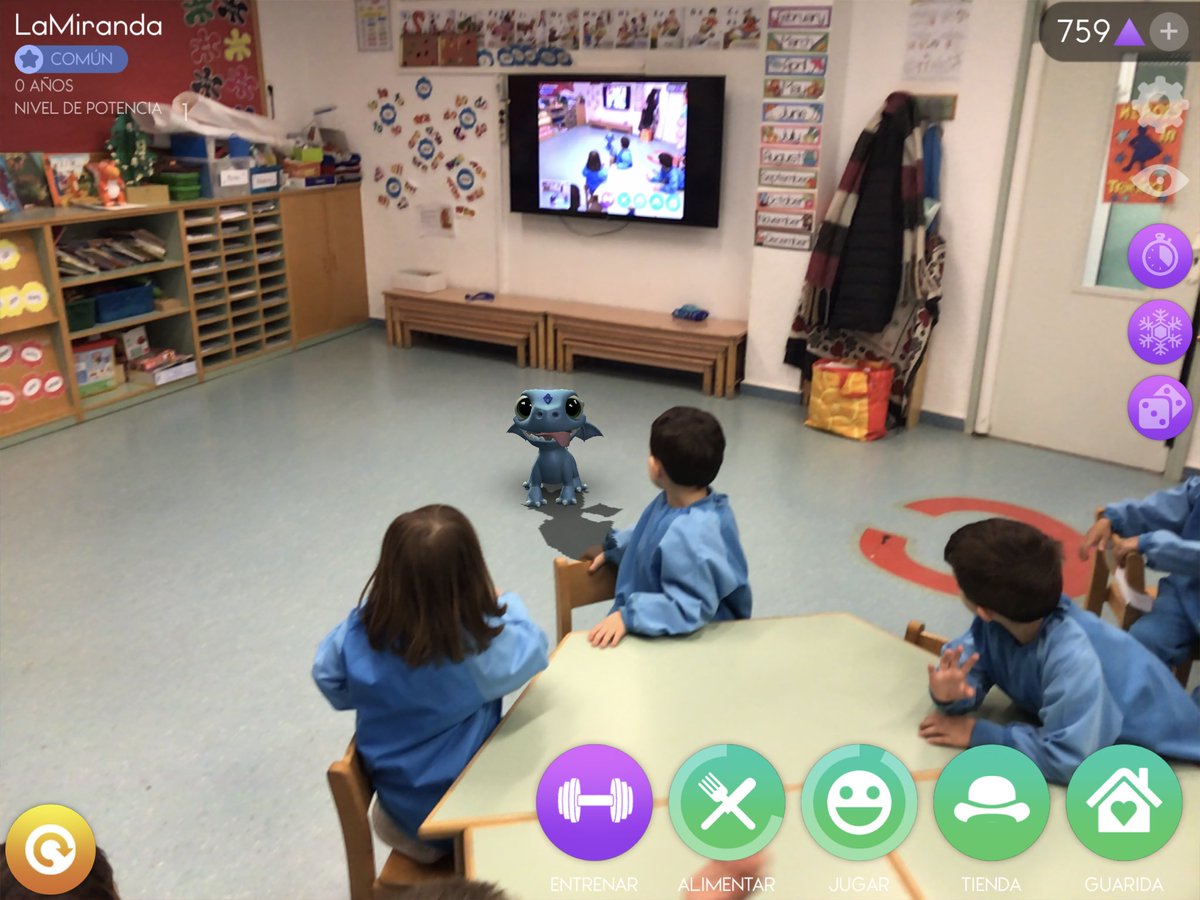 LiaGold3's tweet photo. We have a pet dragon in our classroom!! We’re so happy to welcome LaMiranda to our school, we’re going to take good care of her for sure 💙😊 #ARdragon #preschool #responsibility #wonder #newpet @LaMirandaSchool https://t.co/kwgSYhZqQB