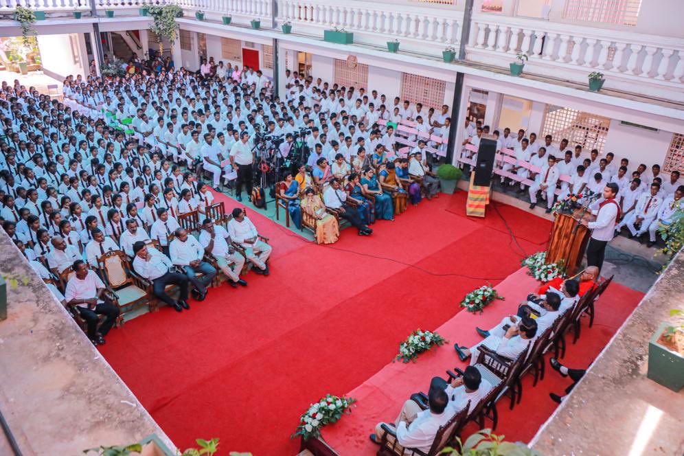 RajapaksaNamal's tweet photo. Mahinda Rajapaksa college in Homagama celebrated its 9th year today. Minister Bandula Gunawardena and I joined the staff and students in celebrating its success story. Today the school boasts of over 6000 students who are eager to be leaders in all spheres in society. https://t.co/msAC8GyFX7