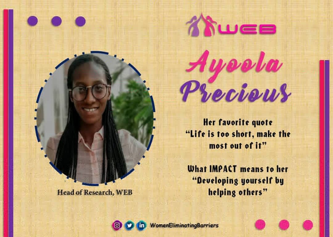 wwebstars's tweet photo. Name: Precious Ayoola
Roles: Head of research
Date of birth: Feb 21
Hobby:Travelling
Best food: None in particular
Interest: Management Consulting, Technology
Best color: White
Favorite quote: Life is too short, make the most out of it. https://t.co/AwiMuNJcGy